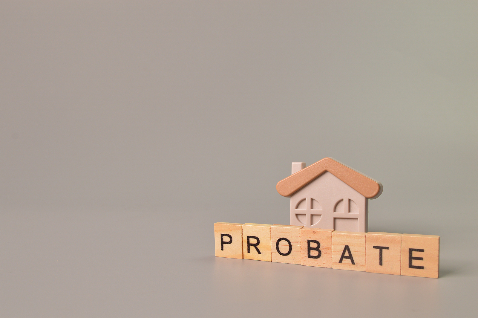 Toy house and wooden blocks with text PROBATE