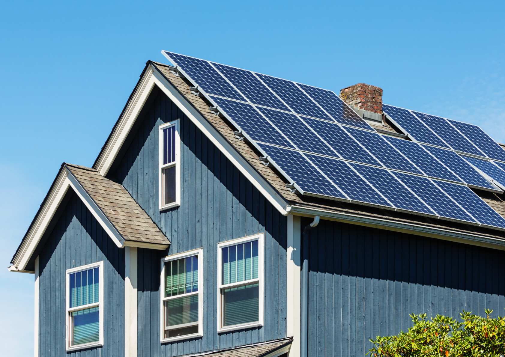 Solar panels on home roof. 